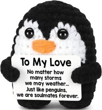 Valentines Day Gifts for Him Her, To My Love Handmade Crochet Mini Penguin Anniv