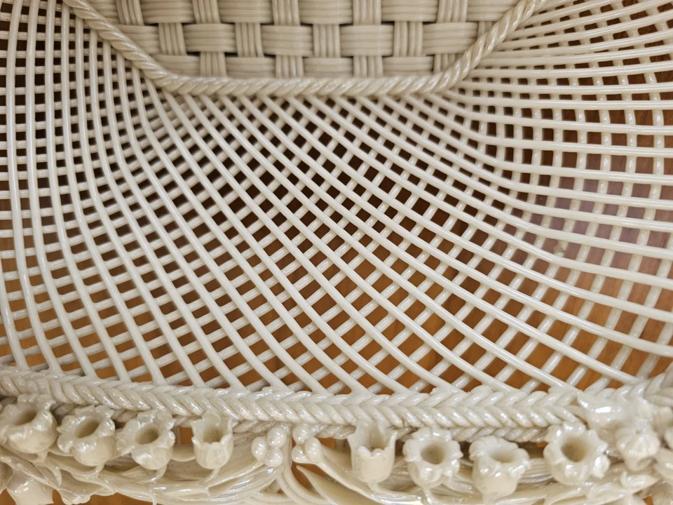 Antique Belleek Second Period Large Basket Four Strand Parian Ireland 32.5 cm - Image 3 of 4