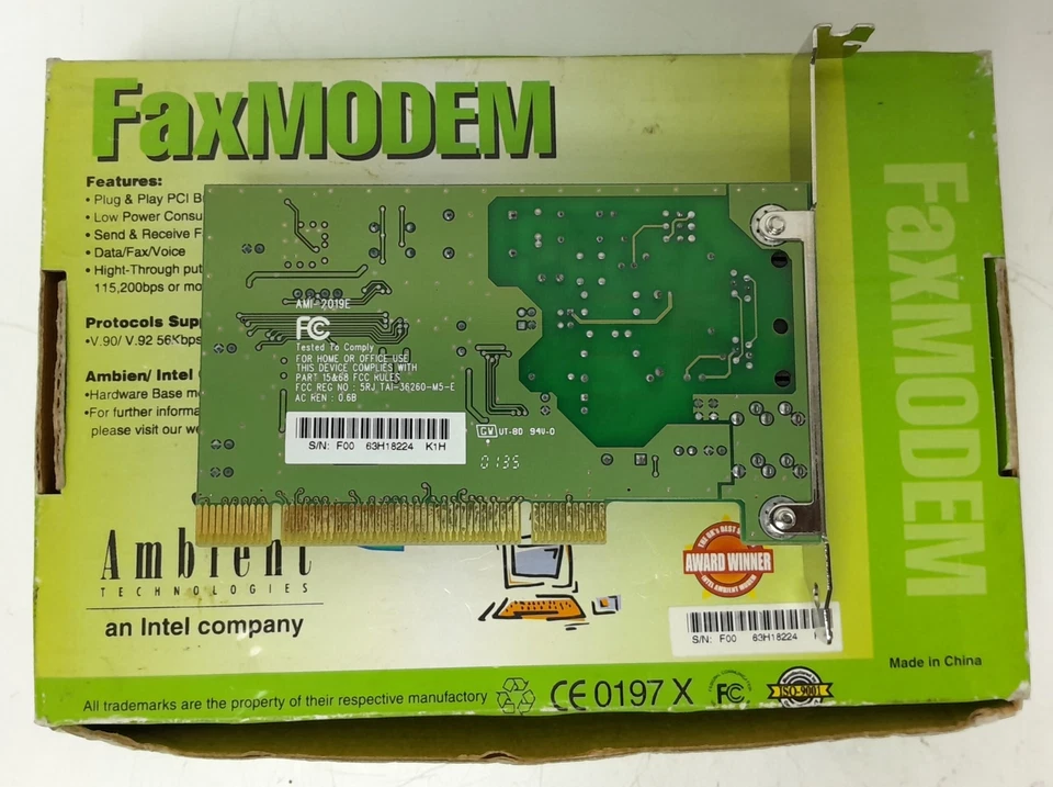 Intel Internal PCI Fax Modem 63H18224 - In Box - Image 3 of 4