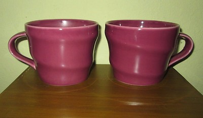 2 STARBUCKS COFFEE 2014 Purple Ceramic Mugs 12 oz MINT COND