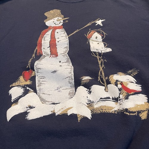 Vintage 1996 Snowman Crewneck Sweatshirt Black Size X-Large Winter 90s Escargot - Bild 3 von 10