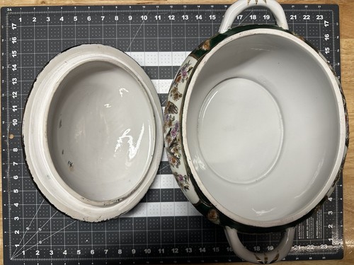 Vintage Asian Chinese Satsuma Hand Painted Tureen Soup Serving Plate Bowl Cover - Imagen 15 de 21
