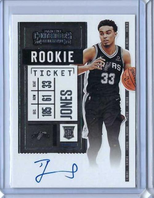 TRE JONES 2020-21 PANINI CONTENDERS ROOKIE TICKET VARIATION ON CARD AUTO RC #120