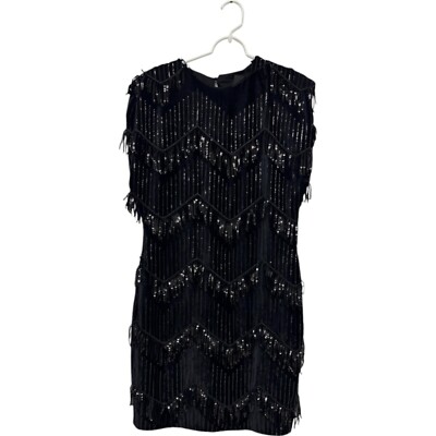 Vestidos Negros De Mujer Vestido ZARA De Terciopelo Y Lentejuelas - Main Image