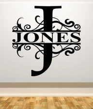 FANCY LETTER "J" PERSONALIZED w/ NAME CAR WALL VINYL DIE CUT DECAL 9" - 22" TALL