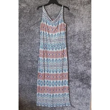 Cabi Maxi Dress Womens Medium Sleeveless Knit Sundress Cowl Neck Festival Artsy