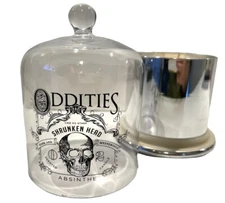 DW Home Candle Absinthe Scented Glass Dome; Oddities, Shrunken Head; Halloween