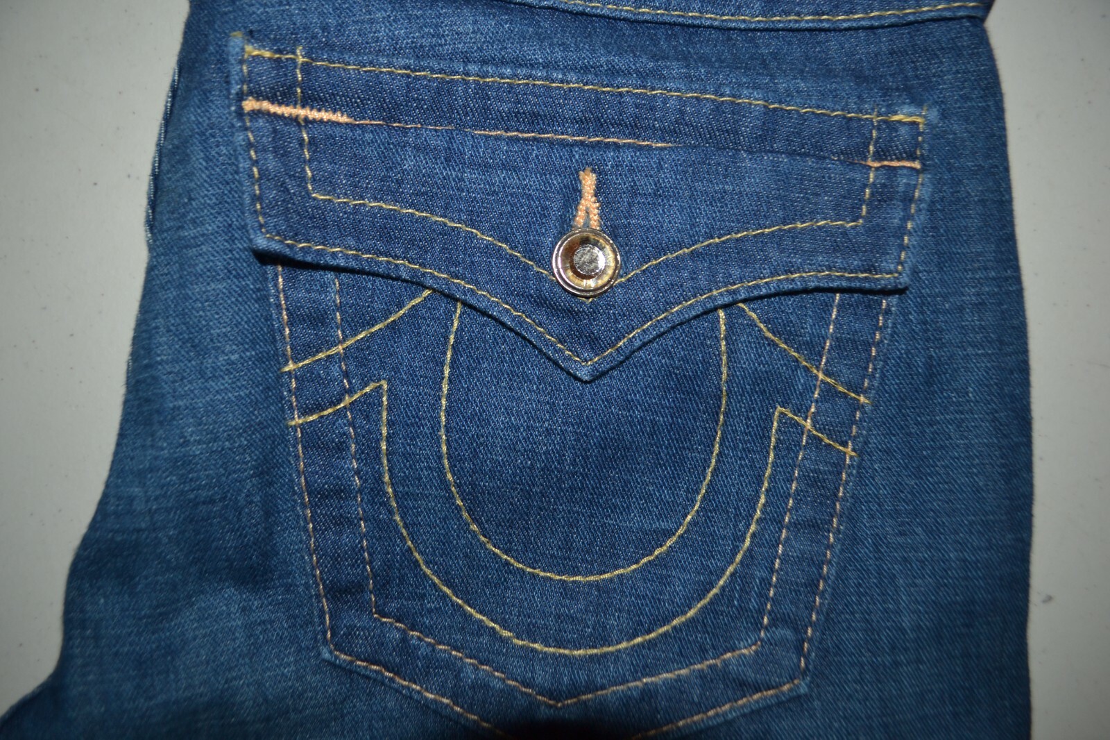 True Religion Women's Billy Straight Pocket Flaps Gem Blue Jeans Sz 30x33 thumbnail 2