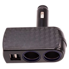 For Galaxy S20/S21/S23/FE DC Socket Car Charger Splitter 2-Port USB Power