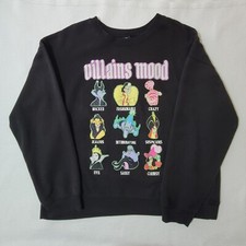 DISNEY VILLAINS Black Crew Neck Sweatshirt Size XXXL Juniors Graphic Print Mood