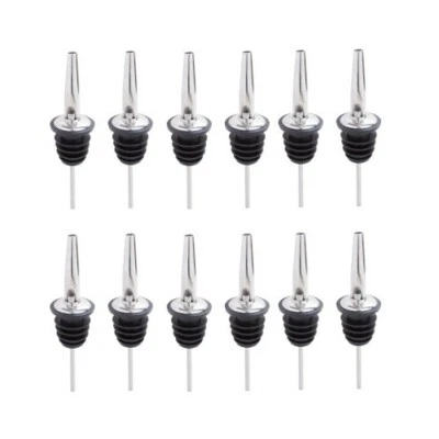 CHEF-HUB Premium Stainless Steel Spirit Bottle Pourers, Set of 12, with Rubber Seals