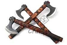 Lot of 3 Hand Forged Viking Ragnar Axe Camping Norse Axe Medieval Dane Hatchet