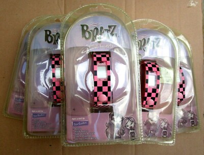 Bratz LED Digital Hot Pink&Black Checkered Adjustable Band Wrist Watch 6 Pack