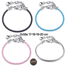 SILBER BETTELARMBAND FÜR PANDORA CHARMS ANHÄNGER AUS LEDER ARMKETTE HERZSCHMUCK 