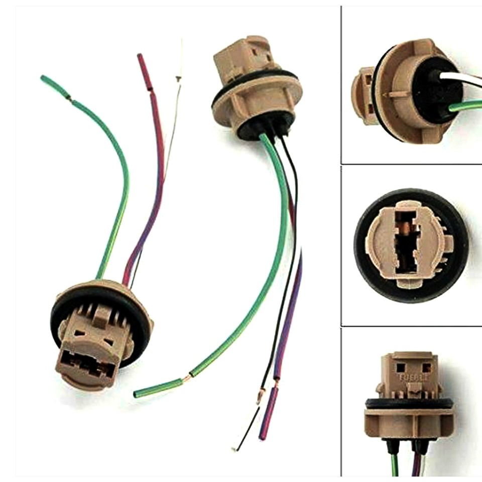 2Pcs 7443 Bulb Socket Brake Turn Signal Light Harness Wires LED Pig ...