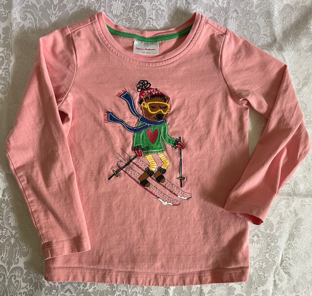 Hanna Andersson Girls Pink Shirt 110 5 Ski Bear Long Sleeve
