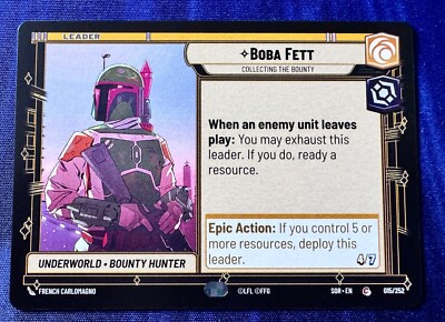 Star Wars Unlimited Spark of Rebellion Boba Fett Bounty Hunter Leader Card