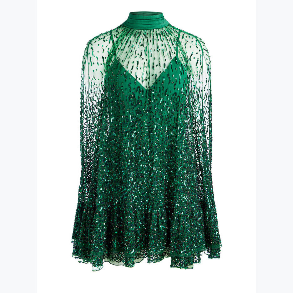 NEW Alice + Olivia Size 10 Women's Zenon Cape Mini Dress - Forest Green |  eBay