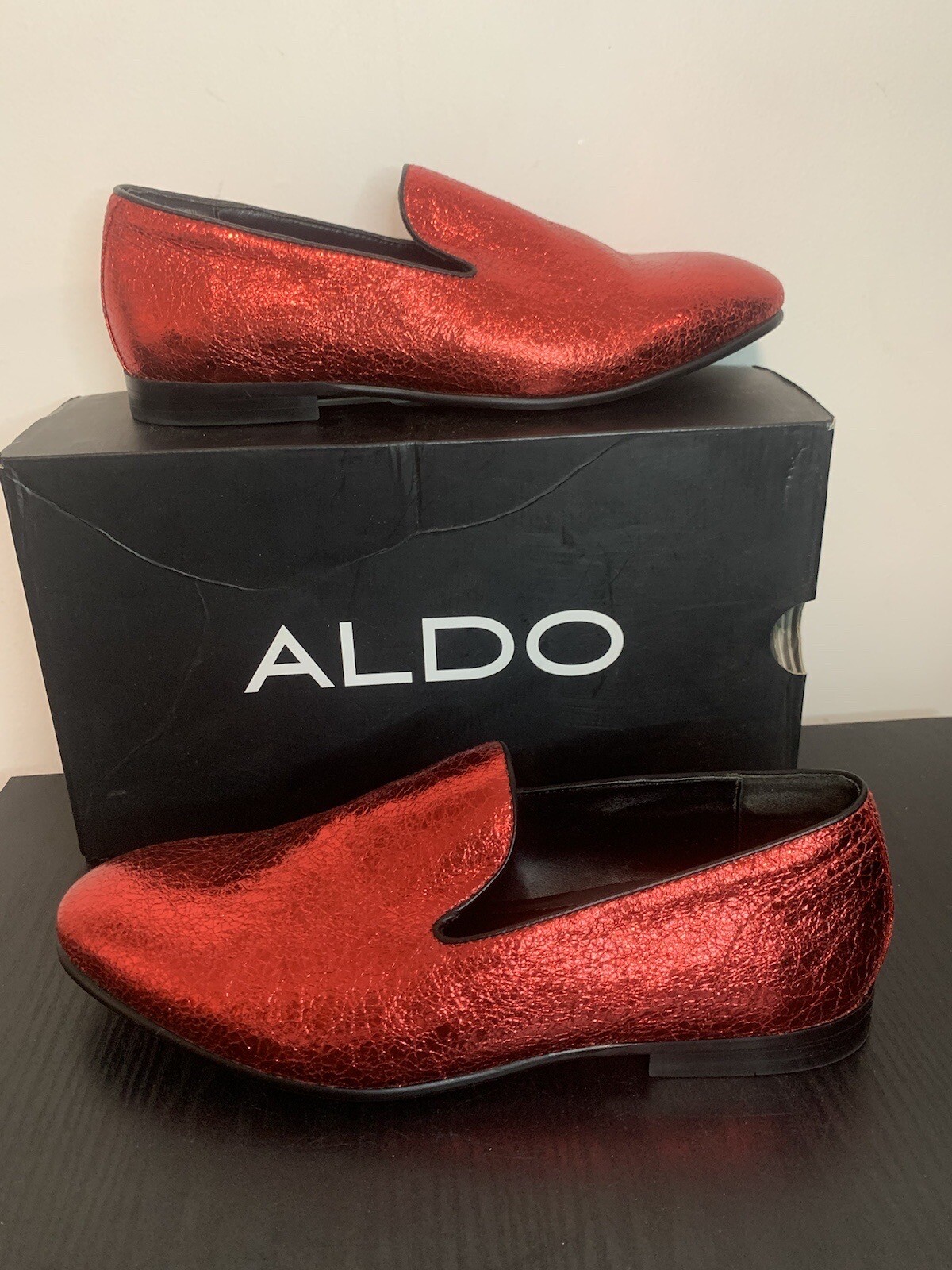 MENS Aldo  Wuldric Leather  Metallic Sparkling Glitter Tuxedo Shoe sz 9, A5