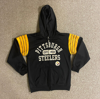 NFL Team Apparel PITTSBURGH STEELERS Hoodie Full Zip Youth Large 10-12 🏈 
