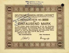 Niemieckie Towarzystwo Samoa 1923 Berlin Likomba Kamerun Schlubach Ringel Hamburg