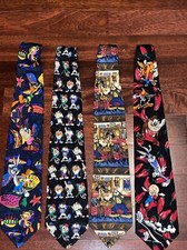 Lot 4 VTG 90s Looney Tunes Taz Daffy Disney Mickey Mouse Pluto Novelty Neckties