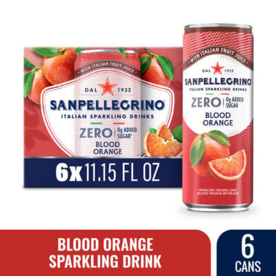Pack 2! Sanpellegrino Italian Sparkling Drink ZeroSugar Blood Orange, 11.15 oz