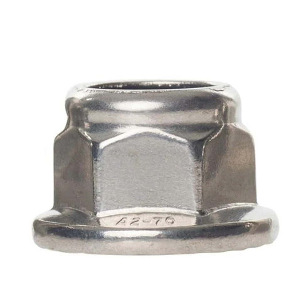 M4 M5 M6 M8 M10 M12 FLANGED NYLOC NUTS SERRATED NYLON INSERT A2 STAINLESS STEEL - Image 2 of 4
