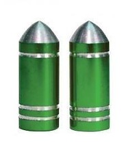 2x Metallic GREEN Metal Steel Dust Valve Wheel Tyre Caps (DC8) Motorbike M