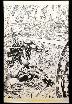 X-Men #1 Wolverine Cyclops by Jim Lee 11x17 FRAMED Original Art Poster Marvel