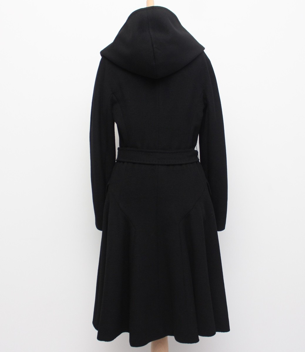 Women's MAX MARA 100% Camel Wool Long Coat Hooded Belted fits S-M