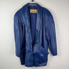 Vtg D'linea Casablanca Leather Jacket Blue Size M Women’s