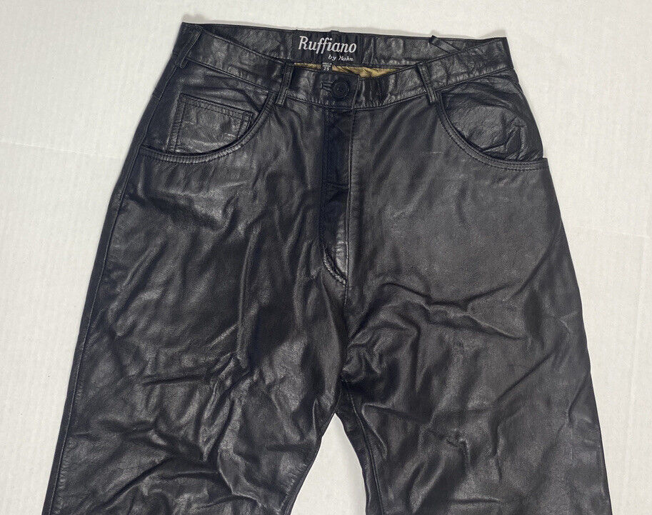 Vintage 80s Ruffiano Hahn Womens 29 Leather Pants… - image 3