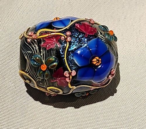 Leah Fairbanks Lampwork Perle Frühling Blumen kostenloser Versand