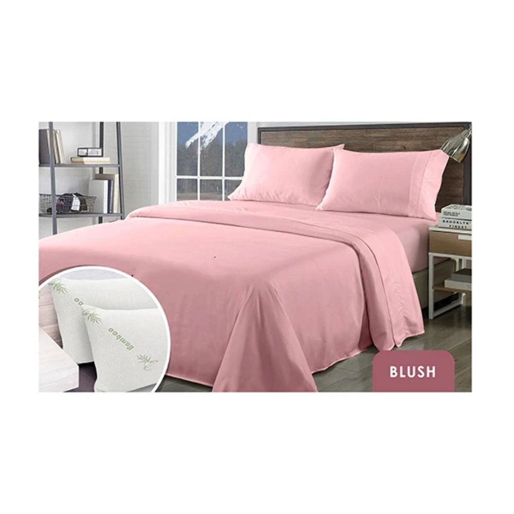 Royal Comfort Sheet Set And Bamboo Pillows Ultra Soft King Blush eBay