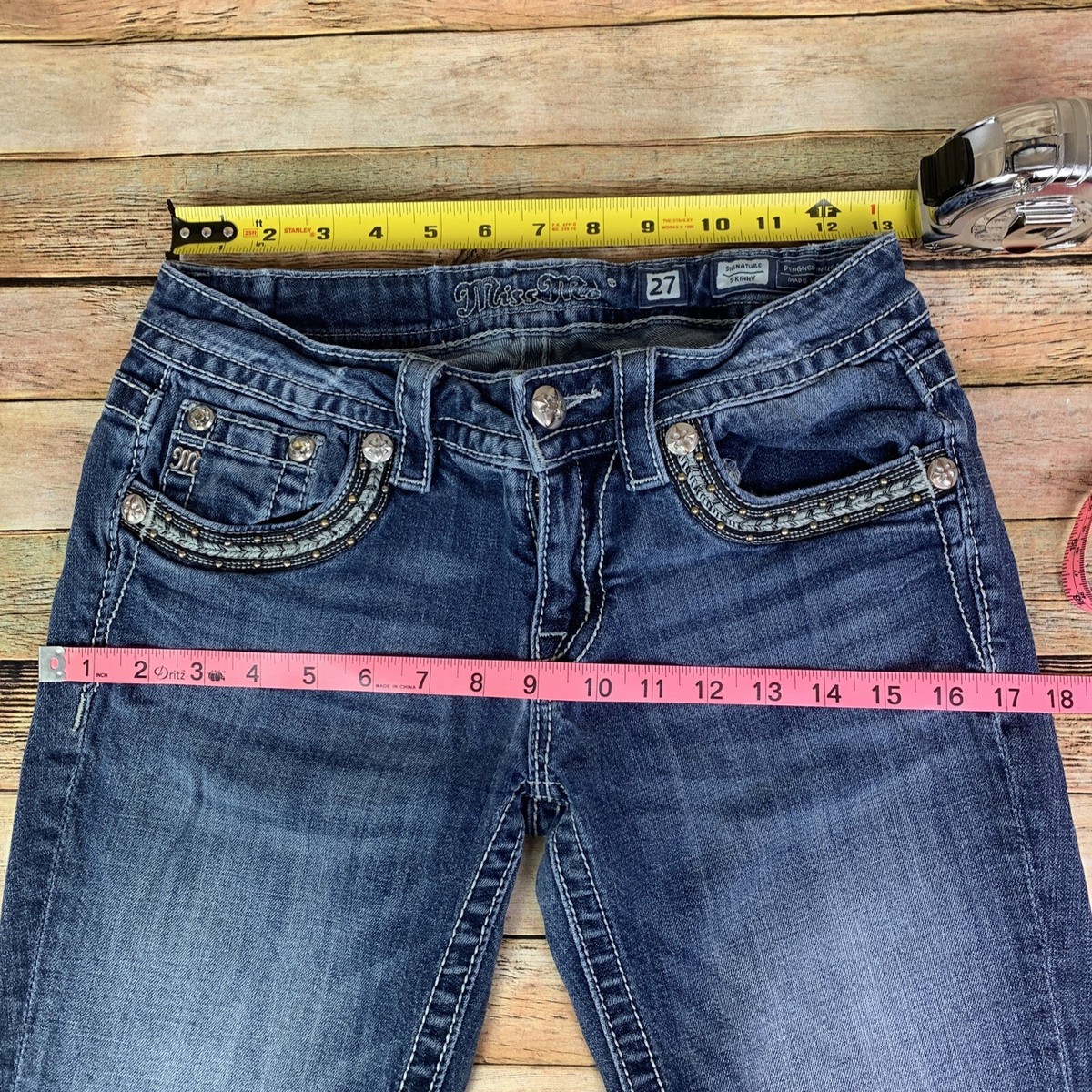 Jean Miss Me Skinny Bleu Moyen Taille Basse 27x30 - Neuf Avec étiquettes