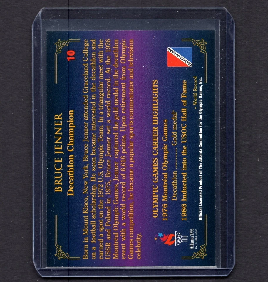 Tarjeta de atletismo de los Juegos Olímpicos de Bruce Jenner 1996 Collect-A-Card #10 PSA Foto 2 de 2