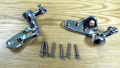 1955 1956 1957 CHEVY CONVERTIBLE CHROME SUN VISOR BRACKETS , NEW with HARDWARE
