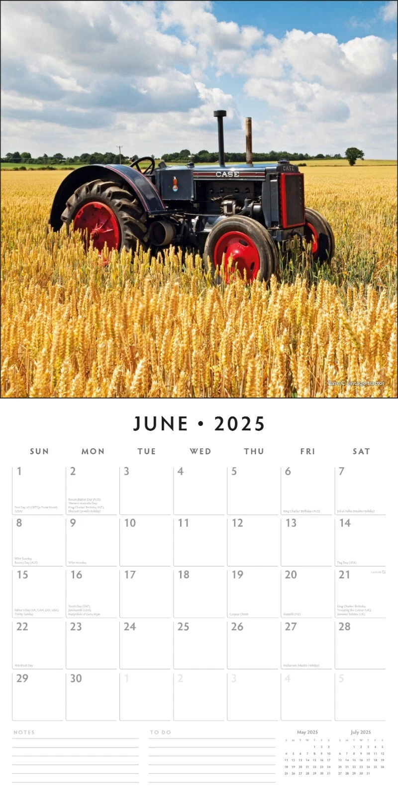Tractors 2025 Square Wall Calendar