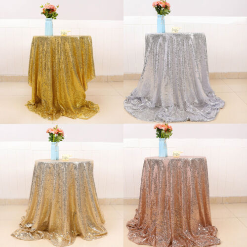 Sequin Table Cover Cloth Glitter Round Rectangle Tablecloth Wedding Party Decor - Picture 1 of 69