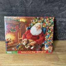 Springbok Puzzle Santas Cat Nap 1000 Piece Kitty 24 x 30 In Box Factory Sealed