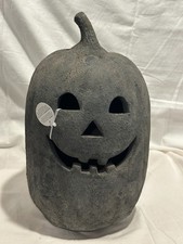 Pottery Barn BLACK Terracotta Jack O Lantern X-Large XL Pumpkin Halloween NEW