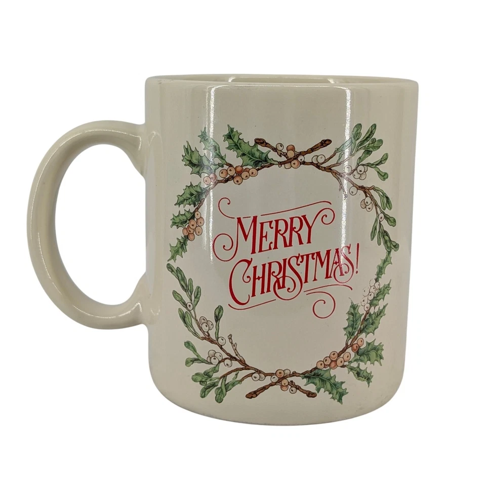 Vintage Hallmark Papai Noel Feliz Natal Holly Holiday Feito no Japão 12 Oz - Imagem 2 de 4