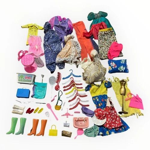 Vtg Barbie Clothing Accessories Shoes And Hangers Lot Barbie or Similar Sized