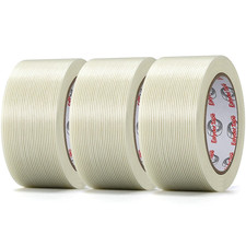 3 Pack Transparent Fiberglass Tape 2" x 30Yd 5.5 Mil Filament Tape