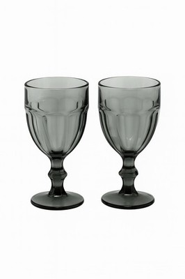 Libbey Gibraltar Smoke Water Goblets 16.25 oz   Set of 2 Vintage DuraTuff Glass