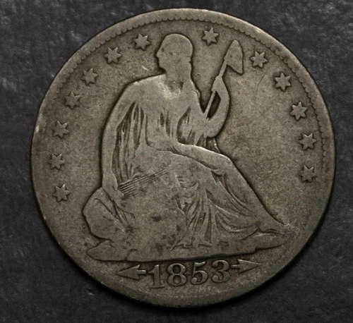 1853 Arrows & Rays Seated Liberty  Half Dollar VG Lot 2601