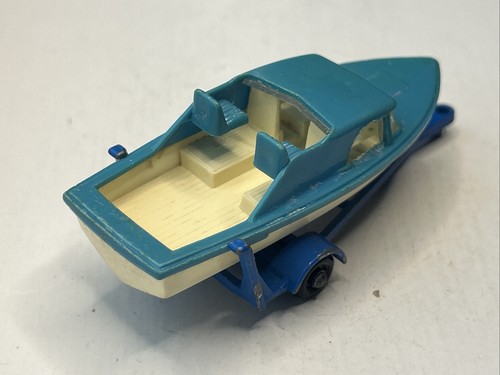 Lesney Matchbox Series 9 Boat & Trailer Blue/White Vintage 1966 Diecast/Plastic - Picture 4 of 21