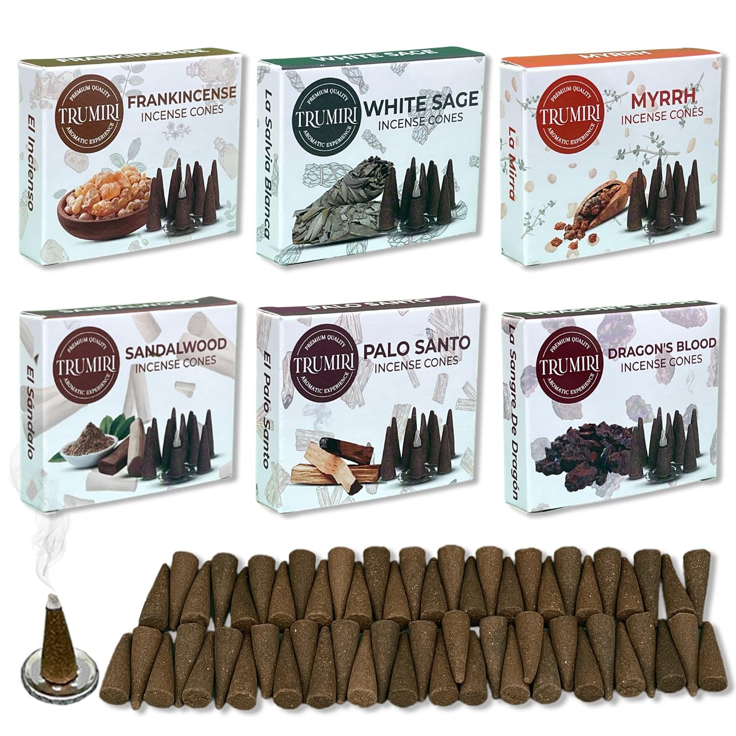 Trumiri Woody Incense Cones - Variety Pack - Total 60 Cone Incense (6 Scents ...