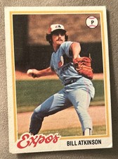 1978 Topps Bill Atkinson Baseball Rookie Card RC #43 Expos Pitcher Poor Creased. rookie card picture